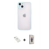 MARSİLYAN™- iPhone 14 Kılıf Ahenk Çizgi Serisi - Siyah Bilvis 3D Cam Ekran Koruyucu + Diamond Kamera Lens - SABE