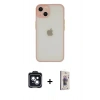 MARSİLYAN™- iPhone 14 Kılıf Ahenk Çizgi Serisi - Siyah Bilvis 3D Cam Ekran Koruyucu + PVD Metal Kamera Lens - SH