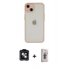 MARSİLYAN™- iPhone 14 Kılıf Ahenk Çizgi Serisi - Siyah Bilvis 3D Cam Ekran Koruyucu + PVD Metal Kamera Lens - YL