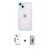 MARSİLYAN™- iPhone 14 Kılıf Ahenk Çizgi Serisi - Siyah Bilvis 3D Cam Ekran Koruyucu + Shine Kamera Lens - YL