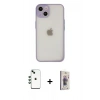 MARSİLYAN™- iPhone 14 Kılıf Ahenk Çizgi Serisi - Siyah Bilvis 3D Cam Ekran Koruyucu + Shine Kamera Lens - YL
