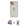 MARSİLYAN™- iPhone 14 Kılıf Ahenk Çizgi Serisi - Siyah Bilvis 3D Mat Cam Ekran Koruyucu + Raze Metal Kamera Lens - MR