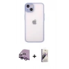 MARSİLYAN™- iPhone 14 Kılıf Ahenk Çizgi Serisi - Siyah Bilvis 3D Mat Cam Ekran Koruyucu + Raze Metal Kamera Lens - MR