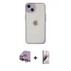 MARSİLYAN™- iPhone 14 Kılıf Ahenk Çizgi Serisi - Siyah Bilvis 3D Mat Cam Ekran Koruyucu + Raze Metal Kamera Lens - MR