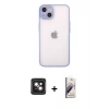 MARSİLYAN™- iPhone 14 Kılıf Ahenk Çizgi Serisi - Siyah Bilvis 3D Mat Cam Ekran Koruyucu + PVD Metal Kamera Lens - PE