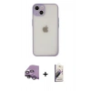 MARSİLYAN™- iPhone 14 Kılıf Ahenk Çizgi Serisi - Siyah Bilvis 3D Mat Cam Ekran Koruyucu + Raze Metal Kamera Lens - GS