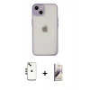 MARSİLYAN™- iPhone 14 Kılıf Ahenk Çizgi Serisi - Siyah Bilvis 3D Mat Cam Ekran Koruyucu + Shine Kamera Lens - GD