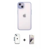 MARSİLYAN™- iPhone 14 Kılıf Ahenk Çizgi Serisi - Siyah Bilvis 3D Mat Cam Ekran Koruyucu + Shine Kamera Lens - MI