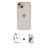 MARSİLYAN™- iPhone 14 Kılıf Ahenk Çizgi Serisi - Siyah Bilvis 3D Mat Cam Ekran Koruyucu + Shine Kamera Lens - MI