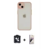 MARSİLYAN™- iPhone 14 Kılıf Ahenk Çizgi Serisi - Siyah Bilvis 3D Mat Cam Ekran Koruyucu + PVD Metal Kamera Lens - SH