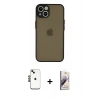 MARSİLYAN™- iPhone 14 Kılıf Ahenk Çizgi Serisi - Siyah Bilvis 3D Mat Cam Ekran Koruyucu + Shine Kamera Lens - SH