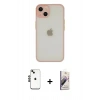 MARSİLYAN™- iPhone 14 Kılıf Ahenk Çizgi Serisi - Siyah Bilvis 3D Mat Cam Ekran Koruyucu + Shine Kamera Lens - SH