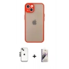 MARSİLYAN™- iPhone 14 Kılıf Ahenk Çizgi Serisi - Siyah Bilvis 3D Mat Cam Ekran Koruyucu + Shine Kamera Lens - SH