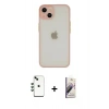 MARSİLYAN™- iPhone 14 Kılıf Ahenk Çizgi Serisi - Siyah Bilvis 3D Mat Cam Ekran Koruyucu + Shine Kamera Lens - YL
