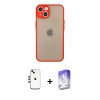 MARSİLYAN™- iPhone 14 Kılıf Ahenk Çizgi Serisi - Siyah Bilvis 5in1 3D Magic Cam Ekran Koruyucu + Gold Shine Kamera Lens
