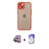 MARSİLYAN™- iPhone 14 Kılıf Ahenk Çizgi Serisi - Siyah Bilvis 5in1 3D Magic Cam Ekran Koruyucu + Raze Metal Kamera Lens - GS