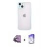 MARSİLYAN™- iPhone 14 Kılıf Ahenk Çizgi Serisi - Siyah Bilvis 5in1 3D Magic Cam Ekran Koruyucu + Raze Metal Kamera Lens - GS