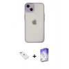MARSİLYAN™- iPhone 14 Kılıf Ahenk Çizgi Serisi - Siyah Bilvis 5in1 3D Magic Cam Ekran Koruyucu + Diamond Kamera Lens - KI