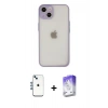 MARSİLYAN™- iPhone 14 Kılıf Ahenk Çizgi Serisi - Siyah Bilvis 5in1 3D Magic Cam Ekran Koruyucu + Shine Kamera Lens - MI