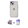 MARSİLYAN™- iPhone 14 Kılıf Ahenk Çizgi Serisi - Siyah Bilvis 5in1 3D Magic Cam Ekran Koruyucu + Mor Raze Metal Kamera Lens