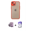 MARSİLYAN™- iPhone 14 Kılıf Ahenk Çizgi Serisi - Siyah Bilvis 5in1 3D Magic Cam Ekran Koruyucu + Mor Raze Metal Kamera Lens