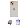 MARSİLYAN™- iPhone 14 Kılıf Ahenk Çizgi Serisi - Siyah Bilvis 5in1 3D Magic Cam Ekran Koruyucu + Mor Raze Metal Kamera Lens