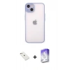 MARSİLYAN™- iPhone 14 Kılıf Ahenk Çizgi Serisi - Siyah Bilvis 5in1 3D Magic Cam Ekran Koruyucu + Pembe Diamond Kamera Lens