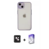 MARSİLYAN™- iPhone 14 Kılıf Ahenk Çizgi Serisi - Siyah Bilvis 5in1 3D Magic Cam Ekran Koruyucu + PVD Metal Kamera Lens - PE
