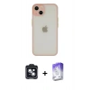 MARSİLYAN™- iPhone 14 Kılıf Ahenk Çizgi Serisi - Siyah Bilvis 5in1 3D Magic Cam Ekran Koruyucu + PVD Metal Kamera Lens - SH