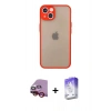 MARSİLYAN™- iPhone 14 Kılıf Ahenk Çizgi Serisi - Siyah Bilvis 5in1 3D Magic Cam Ekran Koruyucu + Raze Metal Kamera Lens - KI