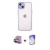 MARSİLYAN™- iPhone 14 Kılıf Ahenk Çizgi Serisi - Siyah Bilvis 5in1 3D Magic Cam Ekran Koruyucu + Raze Metal Kamera Lens - MR