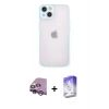MARSİLYAN™- iPhone 14 Kılıf Ahenk Çizgi Serisi - Siyah Bilvis 5in1 3D Magic Cam Ekran Koruyucu + Raze Metal Kamera Lens - MR