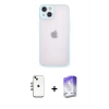 MARSİLYAN™- iPhone 14 Kılıf Ahenk Çizgi Serisi - Siyah Bilvis 5in1 3D Magic Cam Ekran Koruyucu + Shine Kamera Lens - GI