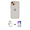 MARSİLYAN™- iPhone 14 Kılıf Ahenk Çizgi Serisi - Siyah Bilvis 5in1 3D Magic Cam Ekran Koruyucu + Shine Kamera Lens - YL