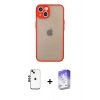 MARSİLYAN™- iPhone 14 Kılıf Ahenk Çizgi Serisi - Siyah Bilvis 5in1 3D Magic Cam Ekran Koruyucu + Shine Kamera Lens - SH
