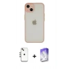 MARSİLYAN™- iPhone 14 Kılıf Ahenk Çizgi Serisi - Siyah Bilvis 5in1 3D Magic Cam Ekran Koruyucu + Shine Kamera Lens - GI