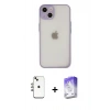 MARSİLYAN™- iPhone 14 Kılıf Ahenk Çizgi Serisi - Siyah Bilvis 5in1 3D Magic Cam Ekran Koruyucu + Shine Kamera Lens - GI