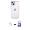 MARSİLYAN™- iPhone 14 Kılıf Ahenk Çizgi Serisi - Siyah Bilvis 5in1 5D Magic Hayalet Cam Ekran Koruyucu + Diamond Kamera Lens - YL
