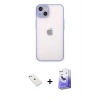 MARSİLYAN™- iPhone 14 Kılıf Ahenk Çizgi Serisi - Siyah Bilvis 5in1 5D Magic Hayalet Cam Ekran Koruyucu + Diamond Kamera Lens - SABE