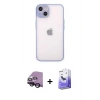 MARSİLYAN™- iPhone 14 Kılıf Ahenk Çizgi Serisi - Siyah Bilvis 5in1 5D Magic Hayalet Cam Ekran Koruyucu + Raze Metal Kamera Lens - SH