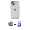 MARSİLYAN™- iPhone 14 Kılıf Ahenk Çizgi Serisi - Siyah Bilvis 5in1 5D Magic Hayalet Cam Ekran Koruyucu + Raze Metal Kamera Lens - SH