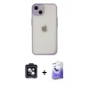 MARSİLYAN™- iPhone 14 Kılıf Ahenk Çizgi Serisi - Siyah Bilvis 5in1 5D Magic Hayalet Cam Ekran Koruyucu + Siyah PVD Metal Kamera Lens