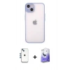 MARSİLYAN™- iPhone 14 Kılıf Ahenk Çizgi Serisi - Siyah Bilvis 5in1 5D Magic Hayalet Cam Ekran Koruyucu + Shine Kamera Lens - MI