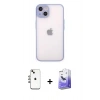 MARSİLYAN™- iPhone 14 Kılıf Ahenk Çizgi Serisi - Siyah Bilvis 5in1 5D Magic Hayalet Cam Ekran Koruyucu + Shine Kamera Lens - GI