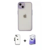 MARSİLYAN™- iPhone 14 Kılıf Ahenk Çizgi Serisi - Siyah Bilvis 5in1 5D Magic Hayalet Cam Ekran Koruyucu + Shine Kamera Lens - SH