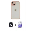 MARSİLYAN™- iPhone 14 Kılıf Ahenk Çizgi Serisi - Siyah Bilvis 5in1 5D Magic Hayalet Cam Ekran Koruyucu + Siyah PVD Metal Kamera Lens