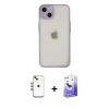 MARSİLYAN™- iPhone 14 Kılıf Ahenk Çizgi Serisi - Siyah Bilvis 5in1 5D Magic Hayalet Cam Ekran Koruyucu + Shine Kamera Lens - GI