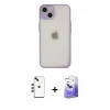 MARSİLYAN™- iPhone 14 Kılıf Ahenk Çizgi Serisi - Siyah Bilvis 5in1 5D Magic Hayalet Cam Ekran Koruyucu + Shine Kamera Lens - YL