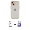 MARSİLYAN™- iPhone 14 Kılıf Ahenk Çizgi Serisi - Siyah Bilvis 5in1 5D Magic Hayalet Cam Ekran Koruyucu + Shine Kamera Lens - YL