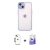 MARSİLYAN™- iPhone 14 Kılıf Ahenk Çizgi Serisi - Siyah Bilvis 5in1 5D Magic Hayalet Cam Ekran Koruyucu + Shine Kamera Lens - YL